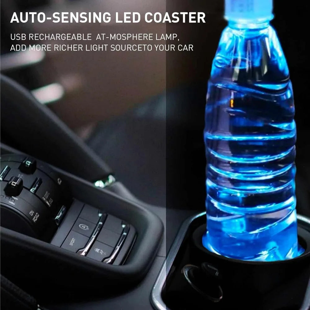 Led Car Cup Holder Lights - 7 Color Ambient Interior Lights