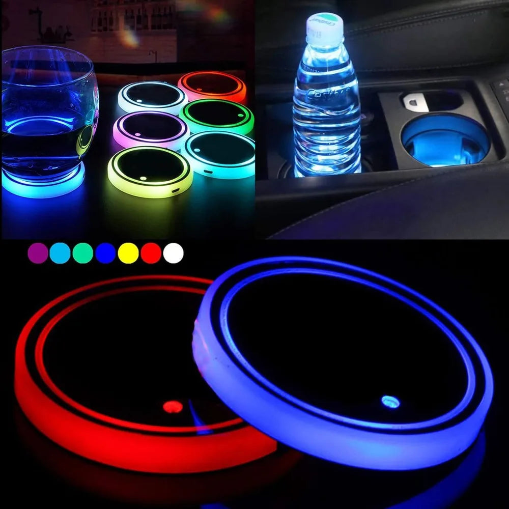 Led Car Cup Holder Lights - 7 Color Ambient Interior Lights
